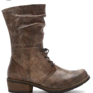 Wolky Womens Brown EU 37 Leather Lace Up Mid Calf Boots Fashion Casual Side Zip
